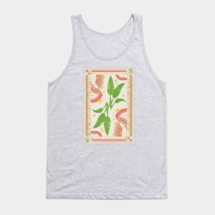 Strelitzia Nicolai White Bird Of Paradise Plant Illustration with Playing Card Design for Plant Mom Plant Daddy Tank Top